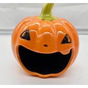 Ceramic Jack O Lantern Candy Dish Halloween Decoration Spooky Decor
